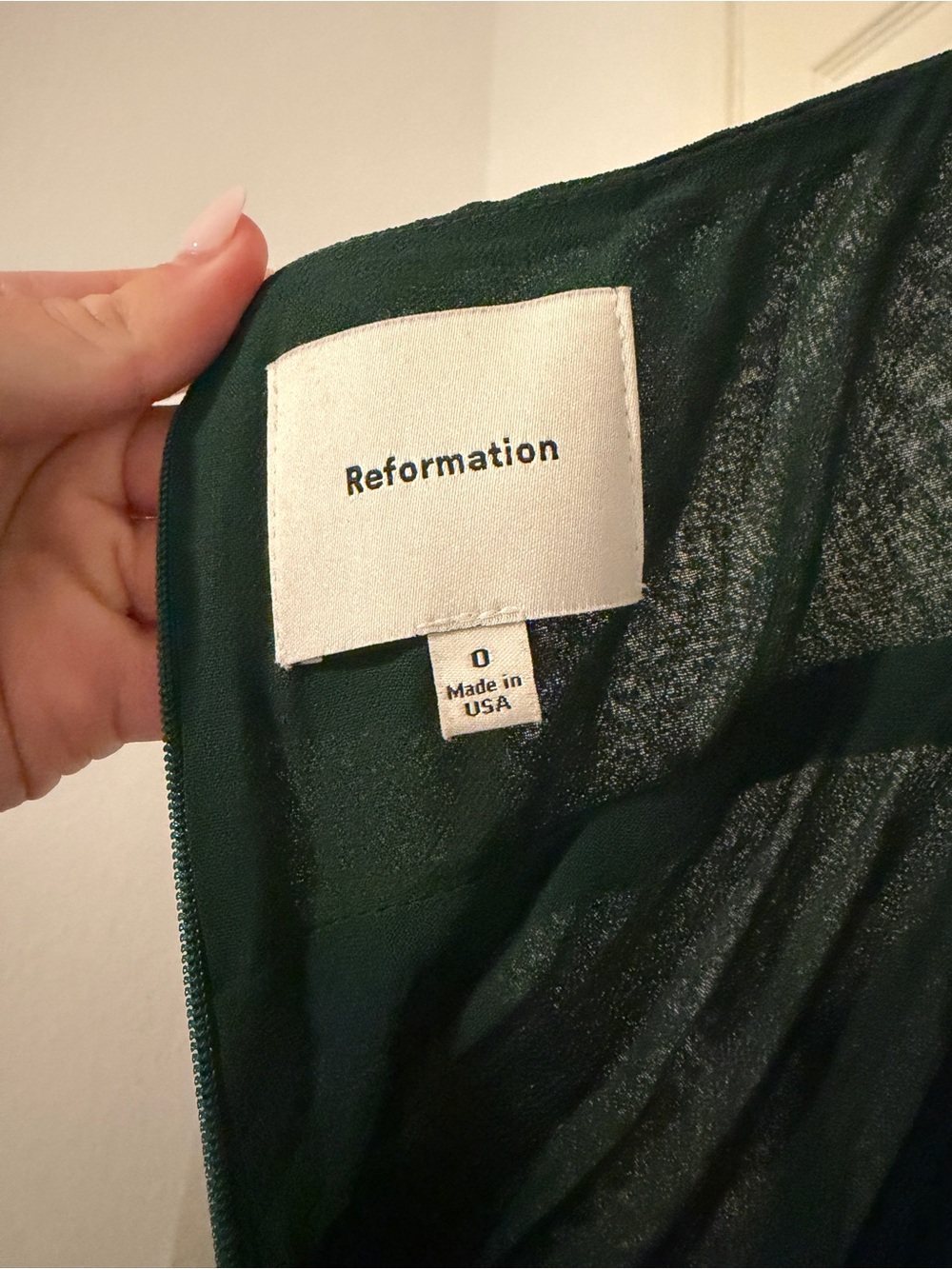 Reformation Dark Green V-Neck Maxi Dress with Back Tie - Picture 2 of 10